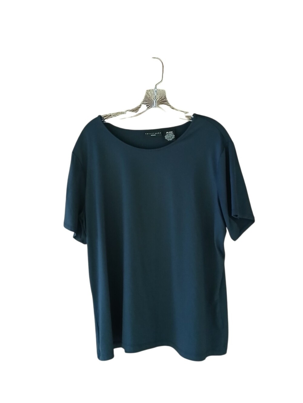 Apostrophe Deep Navy Crew Neck Short Sleeved Nylon Tee Shirt Size 20-22W